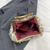 Women Luxury Leopard Faux Fur Wedding Purse